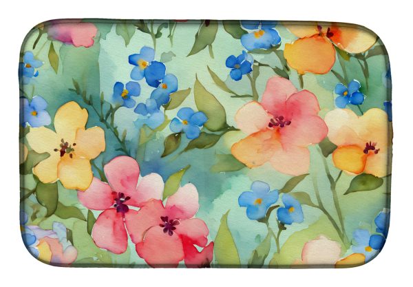 Alaska Forget-me-nots in Watercolor Dish Drying Mat on Sale