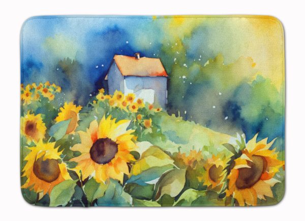 Sunflowers in Watercolor Memory Foam Kitchen Mat For Discount