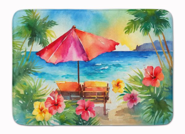 Hawaii Hawaiian Hibiscus in Watercolor Memory Foam Kitchen Mat For Cheap