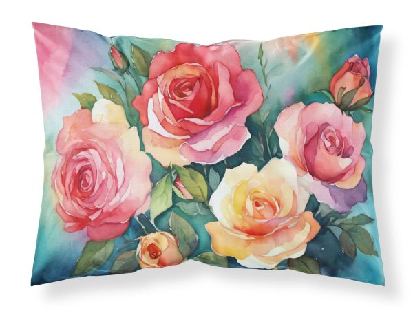 Oklahoma Roses in Watercolor Fabric Standard Pillowcase on Sale