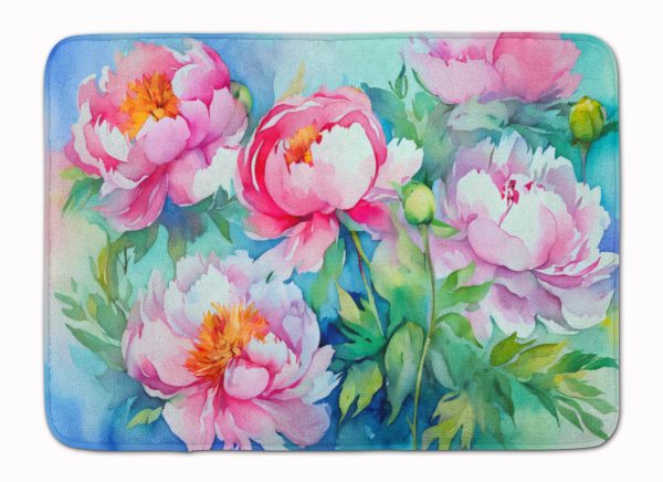 Peonies in Watercolor Memory Foam Kitchen Mat Fashion
