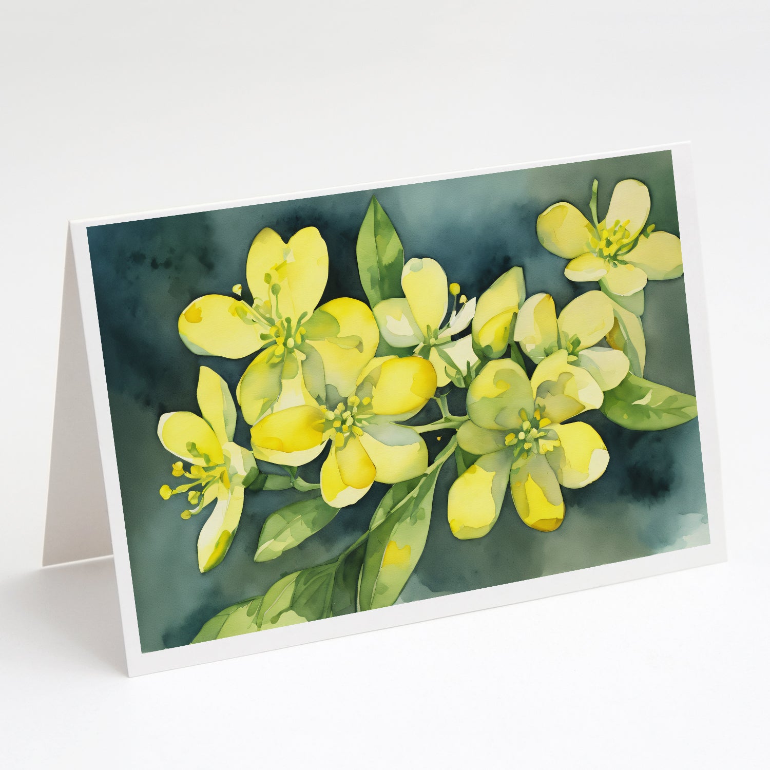 South Carolina Yellow Jessamine in Watercolor Greeting Cards and Envelopes Pack of 8 Discount
