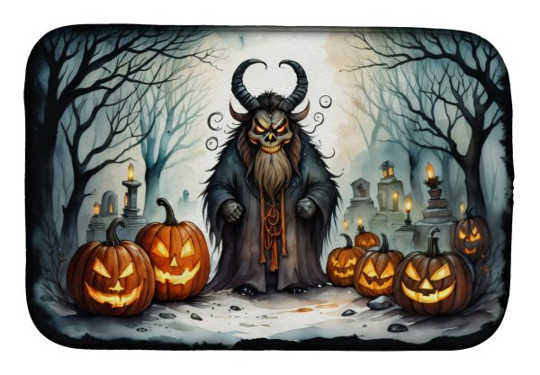 Krampus The Christmas Demon Spooky Halloween Dish Drying Mat on Sale