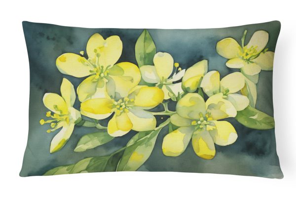 South Carolina Yellow Jessamine in Watercolor Fabric Decorative Pillow Online