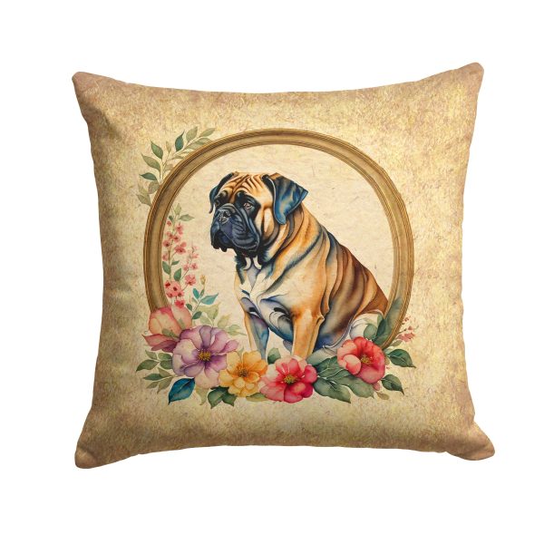 Mastiff and Flowers Fabric Decorative Pillow Online Sale