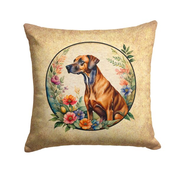 Rhodesian Ridgeback and Flowers Fabric Decorative Pillow Fashion