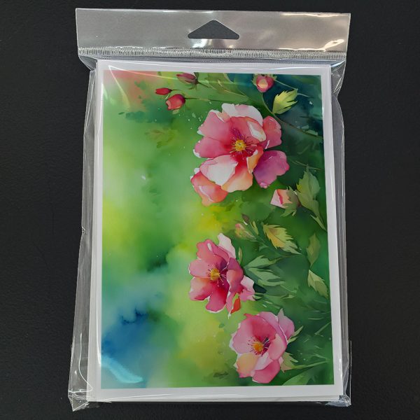 Iowa Wild Prairie Roses in Watercolor Greeting Cards and Envelopes Pack of 8 Online Hot Sale - Image 3