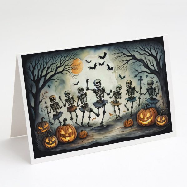 Dancing Skeletons Spooky Halloween Greeting Cards and Envelopes Pack of 8 Hot on Sale