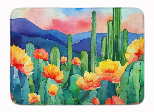 Arizona Saguaro Cactus Blossom in Watercolor Memory Foam Kitchen Mat Supply