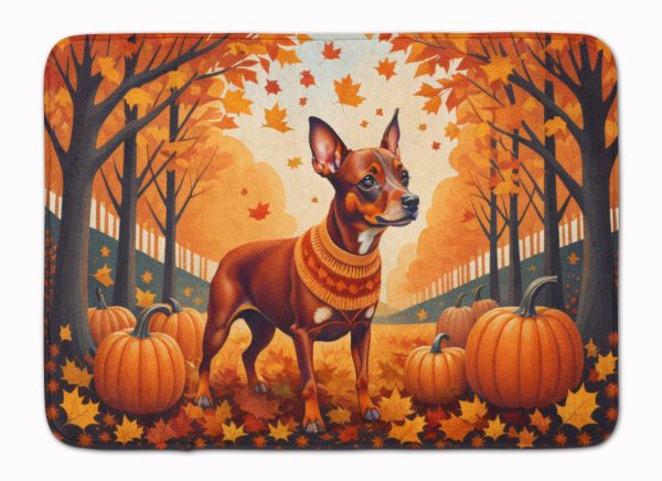 Red Miniature Pinscher Fall Memory Foam Kitchen Mat on Sale