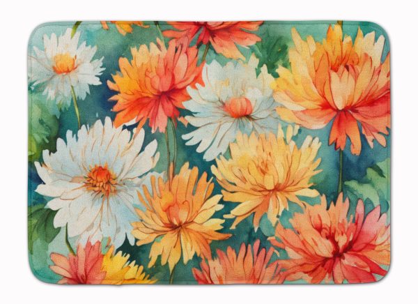 Chrysanthemums in Watercolor Memory Foam Kitchen Mat Online now