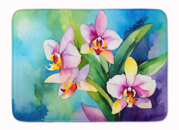Orchids in Watercolor Memory Foam Kitchen Mat Supply