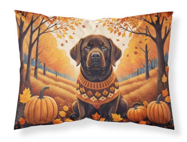 Chocolate Labrador Retriever Fall Fabric Standard Pillowcase For Sale