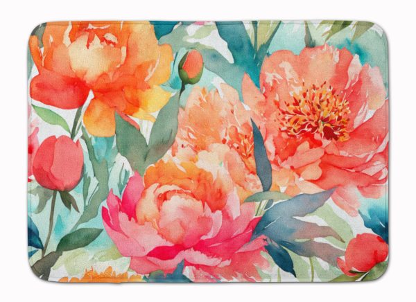 Peonies in Watercolor Memory Foam Kitchen Mat Sale