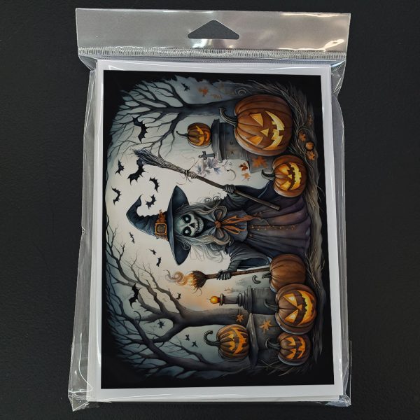 Witch Spooky Halloween Greeting Cards and Envelopes Pack of 8 Cheap - Image 3