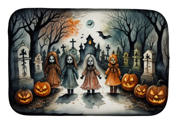 Creepy Dolls Spooky Halloween Dish Drying Mat on Sale