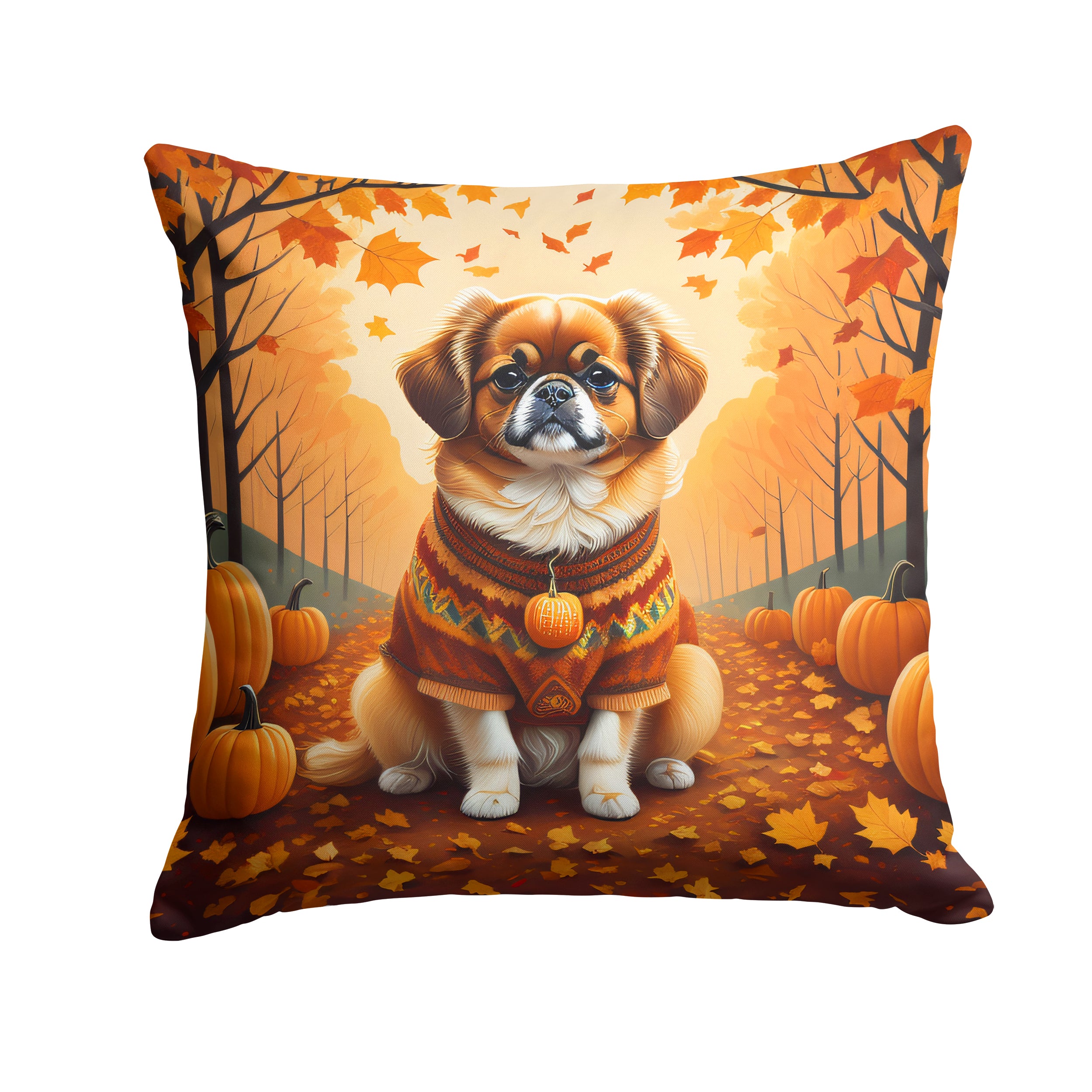 Tibetan Spaniel Fall Fabric Decorative Pillow Online