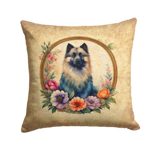 Keeshond and Flowers Fabric Decorative Pillow Supply