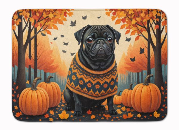 Black Pug Fall Memory Foam Kitchen Mat Online