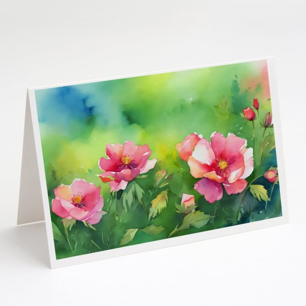 Iowa Wild Prairie Roses in Watercolor Greeting Cards and Envelopes Pack of 8 Online Hot Sale