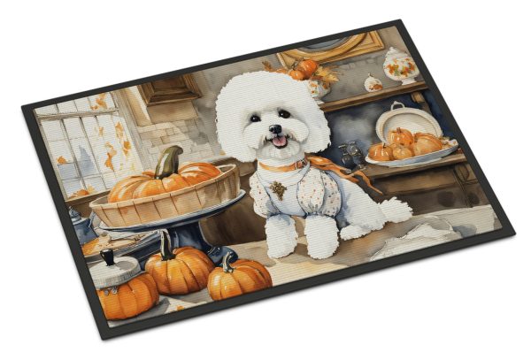 Bichon Frise Fall Kitchen Pumpkins Indoor or Outdoor Mat 24x36 Supply