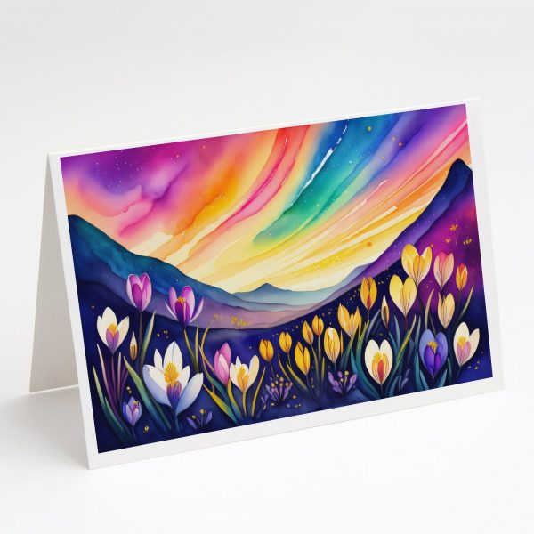 Crocus in Color Greeting Cards and Envelopes Pack of 8 For Cheap