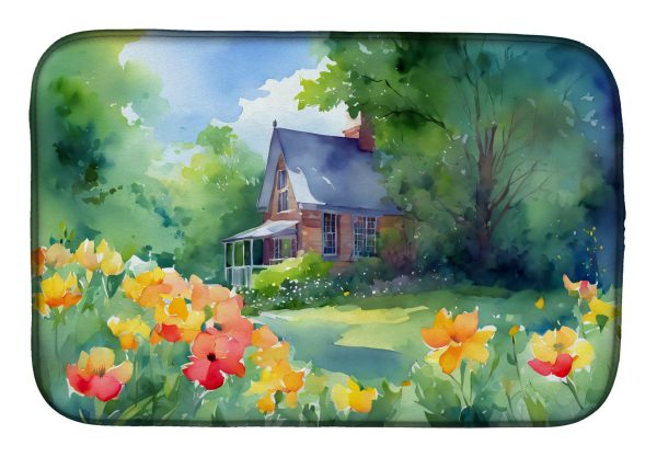 Massachusetts Mayflowers in Watercolor Dish Drying Mat Online