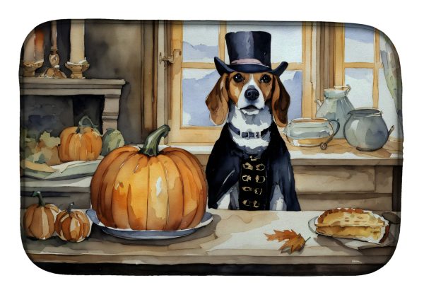 Beagle Fall Kitchen Pumpkins Dish Drying Mat Online now