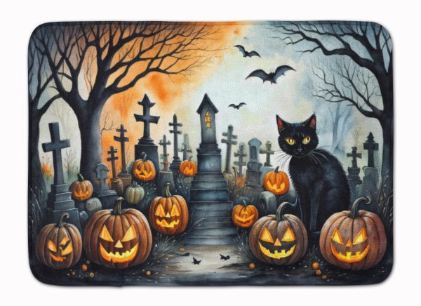 Black Cat Spooky Halloween Memory Foam Kitchen Mat Supply