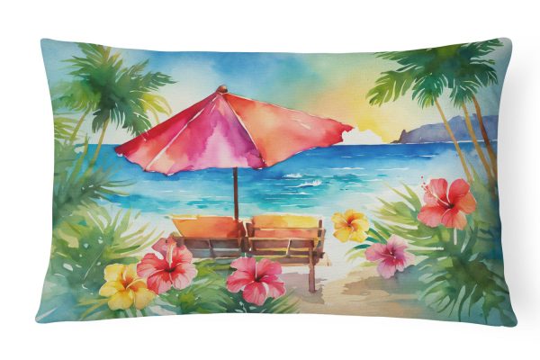 Hawaii Hawaiian Hibiscus in Watercolor Fabric Decorative Pillow Online Hot Sale