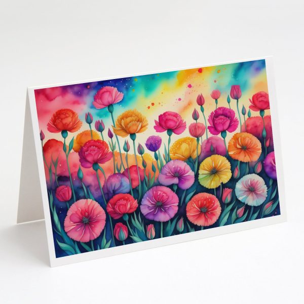 Carnations in Color Greeting Cards and Envelopes Pack of 8 Hot on Sale