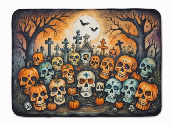 Calaveras Sugar Skulls Spooky Halloween Memory Foam Kitchen Mat Online Hot Sale