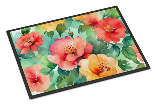 Georgia Cherokee Rose in Watercolor Doormat 18x27 Online Hot Sale