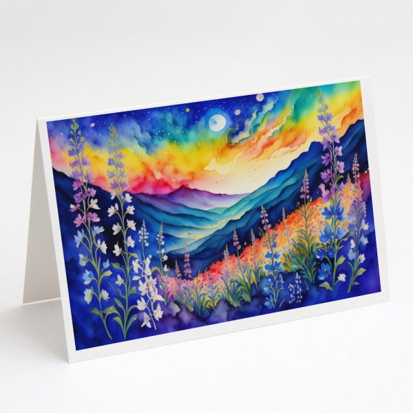 Delphinium in Color Greeting Cards and Envelopes Pack of 8 For Cheap