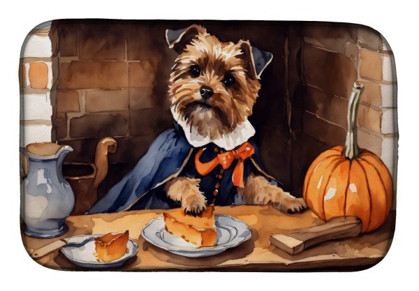 Border Terrier Fall Kitchen Pumpkins Dish Drying Mat Online