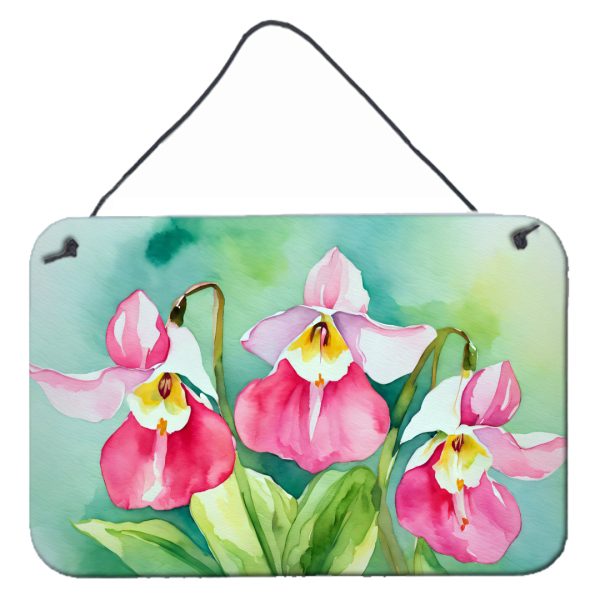 Minnesota Pink and White Lady’s Slippers in Watercolor Wall or Door Hanging Prints Fashion