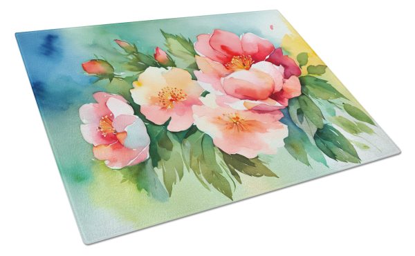 Georgia Cherokee Rose in Watercolor Glass Cutting Board Large Fashion
