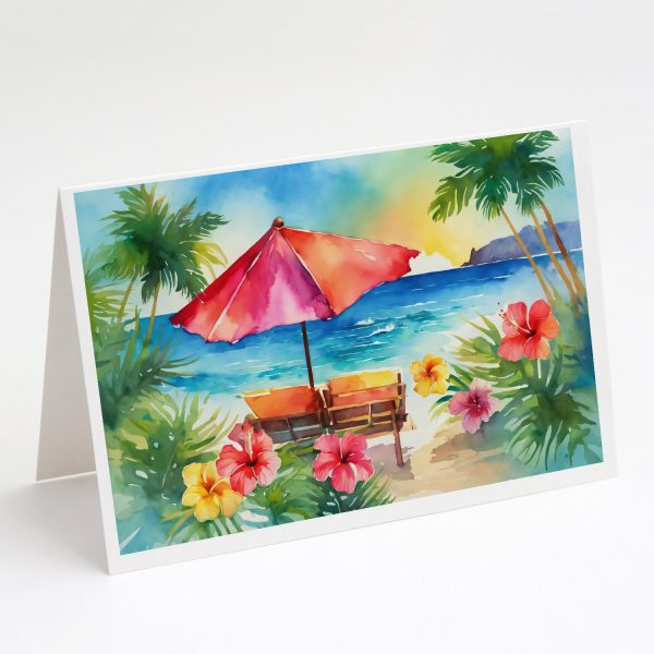 Hawaii Hawaiian Hibiscus in Watercolor Greeting Cards and Envelopes Pack of 8 Sale