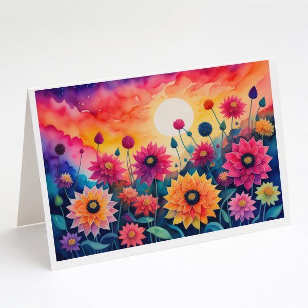 Dahlias in Color Greeting Cards and Envelopes Pack of 8 Online Sale