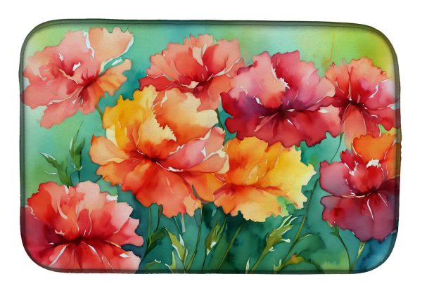 Ohio Scarlet Carnations in Watercolor Dish Drying Mat For Discount
