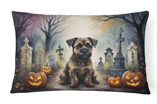 Border Terrier Spooky Halloween Fabric Decorative Pillow Sale