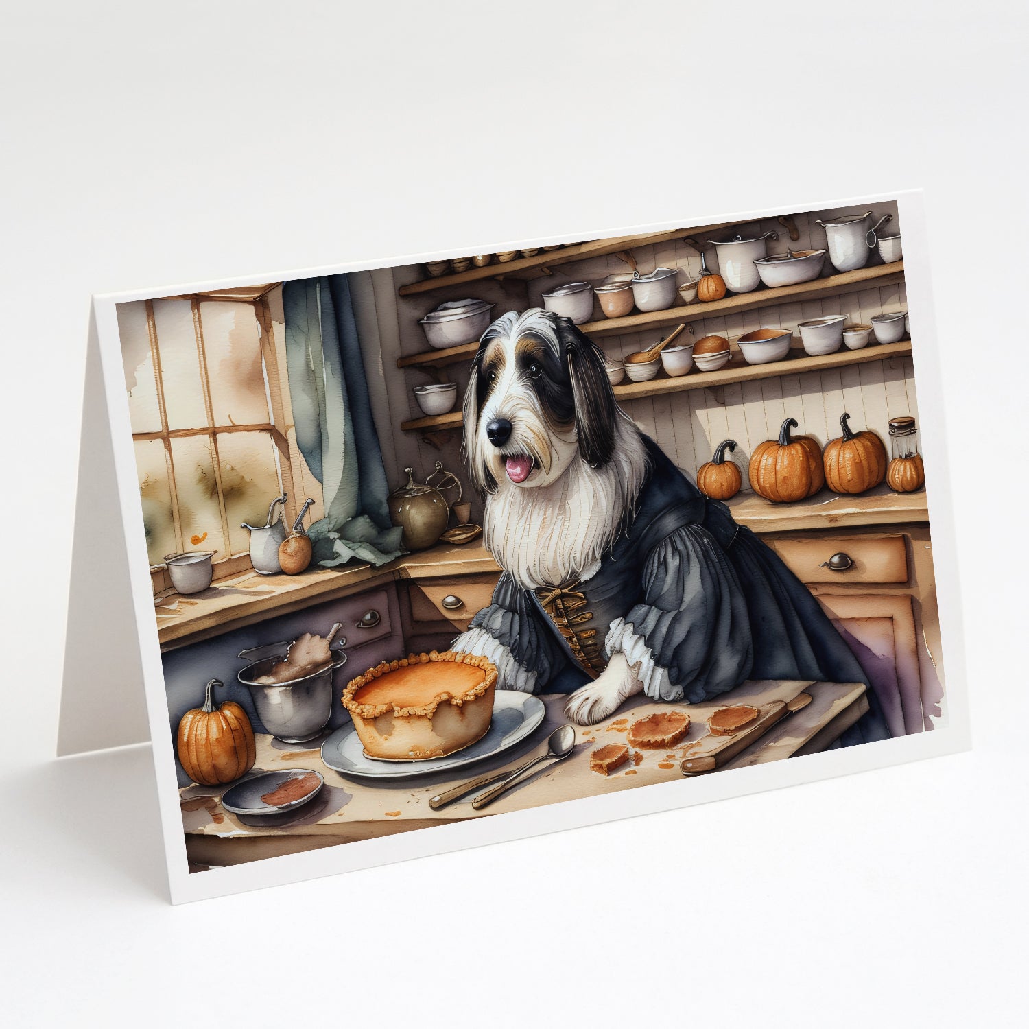 Bearded Collie Fall Kitchen Pumpkins Greeting Cards and Envelopes Pack of 8 on Sale