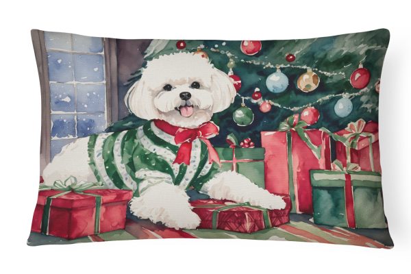 Bichon Frise Christmas Fabric Decorative Pillow For Sale