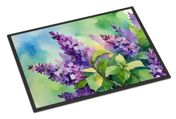 New Hampshire Purple Lilac in Watercolor Indoor or Outdoor Mat 24x36 Hot on Sale