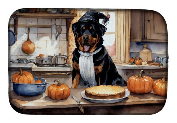 Rottweiler Fall Kitchen Pumpkins Dish Drying Mat Cheap