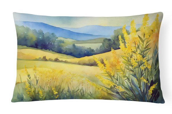 Kentucky Goldenrod in Watercolor Fabric Decorative Pillow For Discount