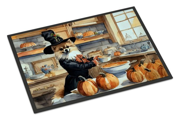 Pomeranian Fall Kitchen Pumpkins Doormat 18x27 For Cheap