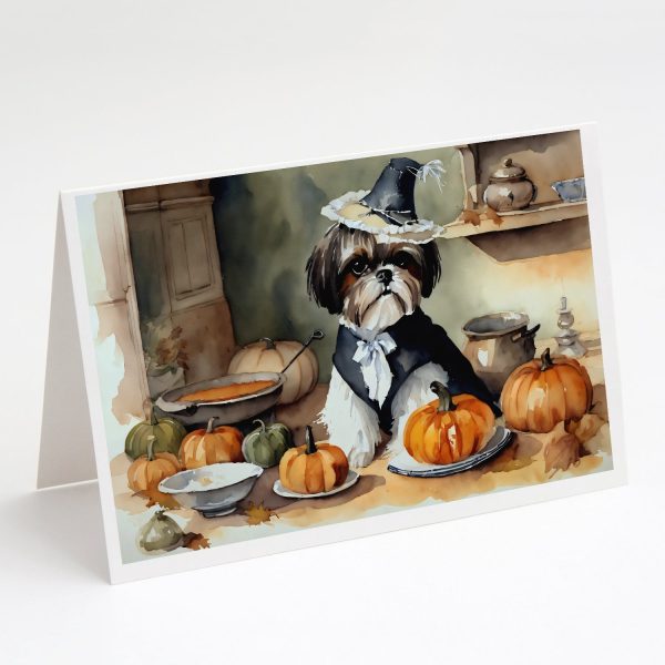 Shih Tzu Fall Kitchen Pumpkins Greeting Cards and Envelopes Pack of 8 Sale