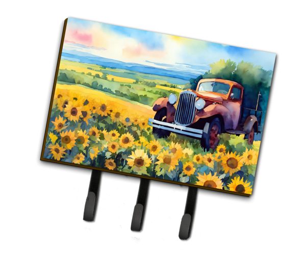 Kansas Sunflowers in Watercolor Leash or Key Holder Fashion
