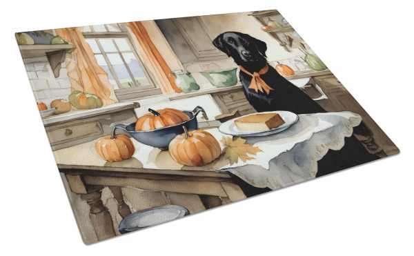 Black Lab Fall Kitchen Pumpkins Glass Cutting Board Large Sale
